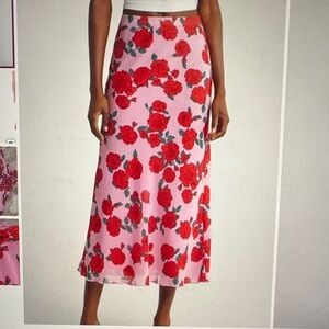 WAYF Jacqueline floral midi slip skirt